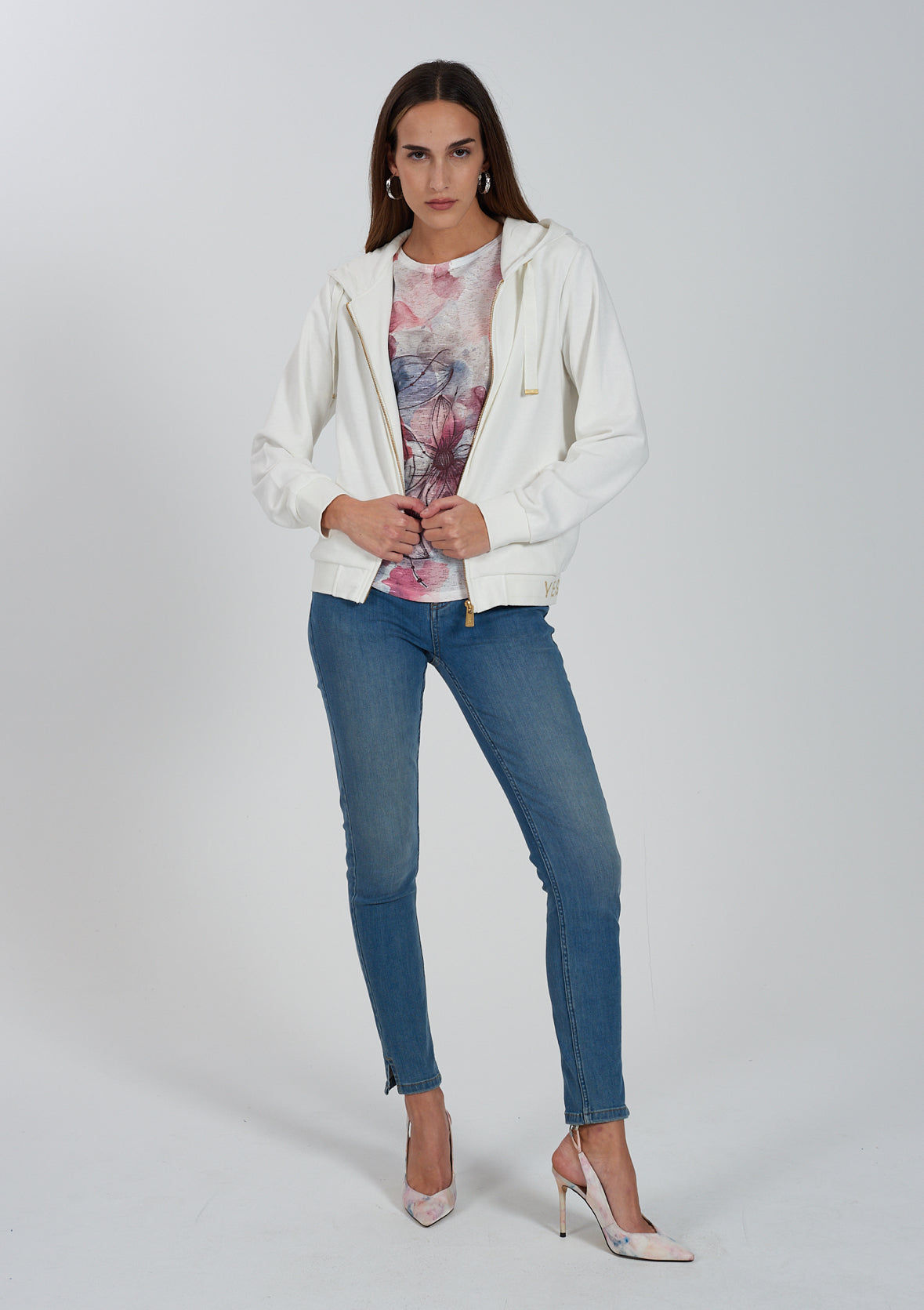 Felpa donna zip intera e cappuccio YES ZEE