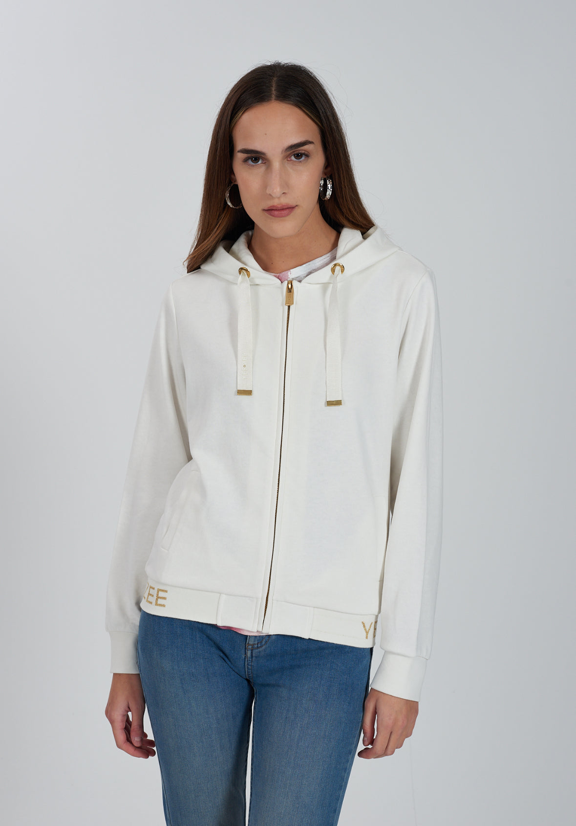 Felpa donna zip intera e cappuccio YES ZEE