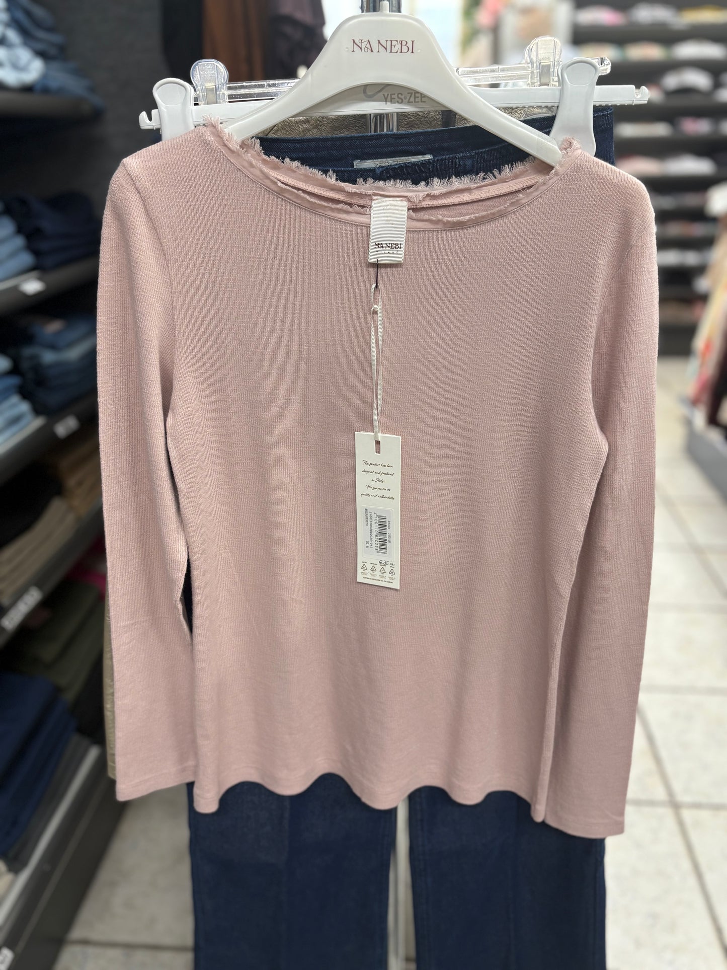 Maglia donna manica lunga barchetta NANEBI