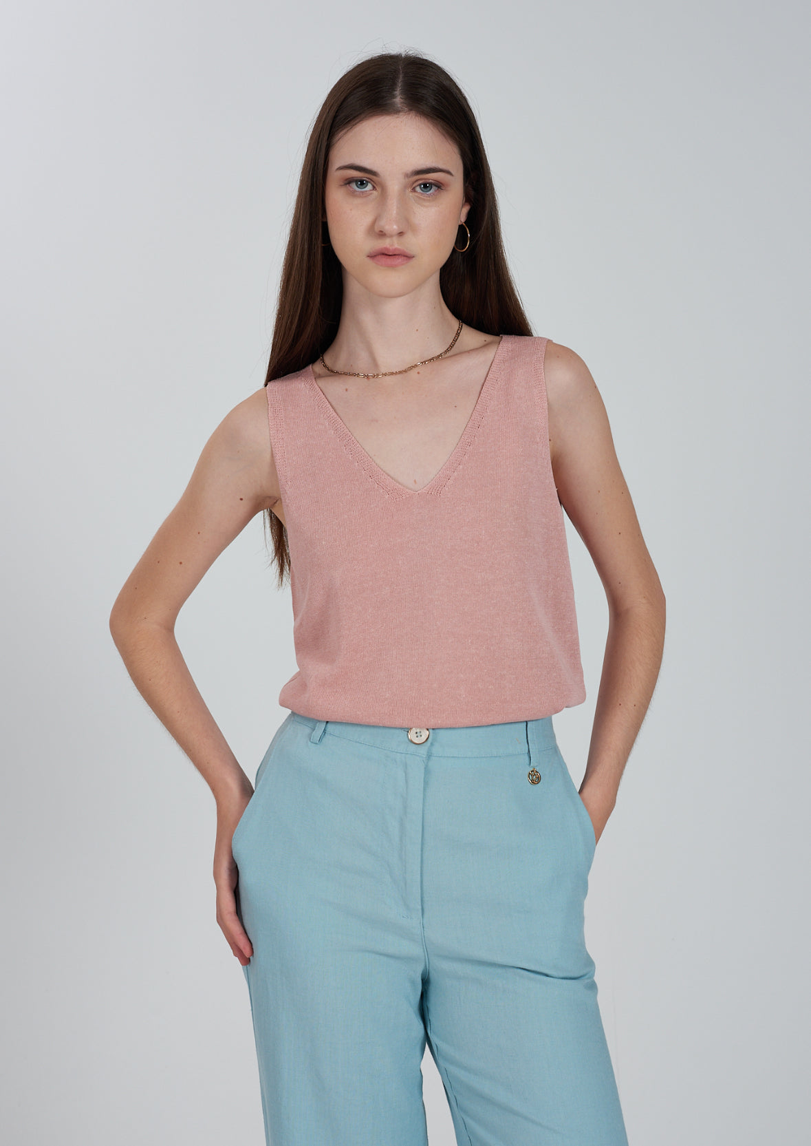Maglia donna smanicata misto lino YES ZEE