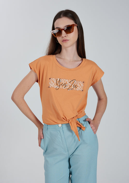 T-shirt donna nodo davanti YES ZEE