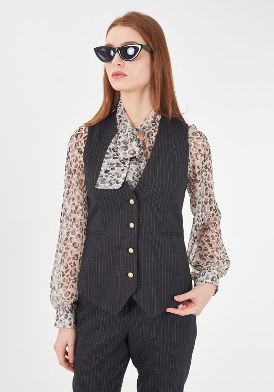 Gilet donna gessato YES ZEE